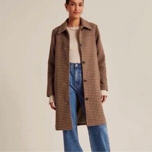 Abercrombie & Fitch Houndstooth Wool-Blend Dad Coat